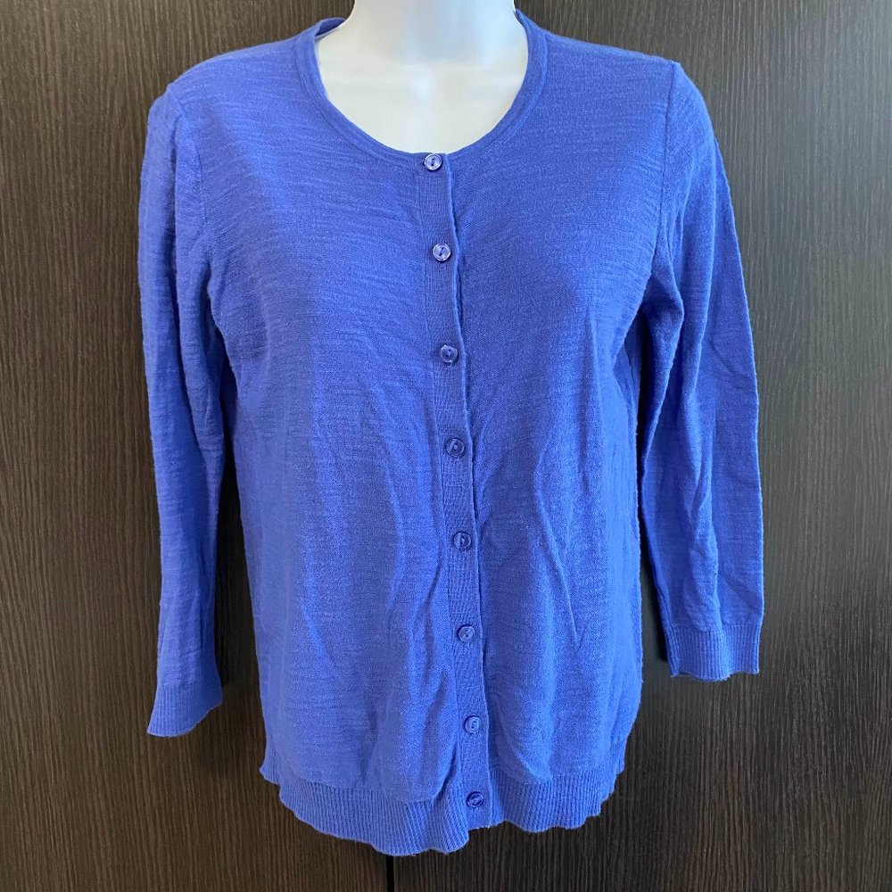 LOFT Purple Blue Crew Neck Cardigan